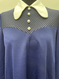 womens  vintage  Urban Village Vintage  urban village  Stripes  MOD  midi dress  midi  long sleeve  linzi  dress  decorative buttons  dark blue  blue  60s  1960s  14