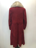 womens  vintage  Urban Village Vintage  suede  sheepskin  red  Loewe  Jacket  fur collar  fox fur  coat  70s  70  1970s  12