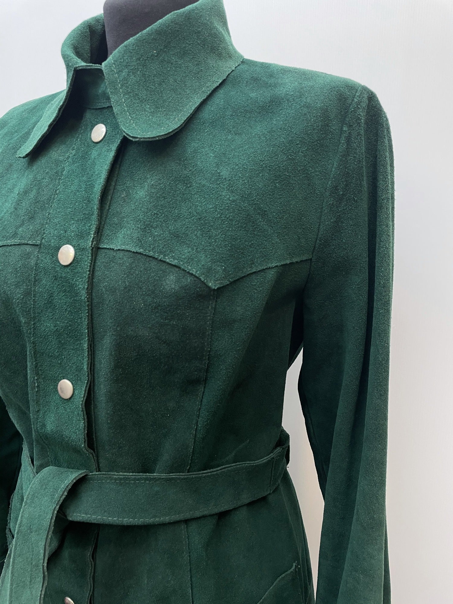 1960s Green Belted Suede Jacket Size 16 Urban Village Vintage UrbanVillageVintage