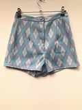 1960s Argyle Hot Pants in Blue  - Size 8