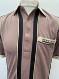 vintage  Urban Village Vintage  urban village  Three Button  summer  Stripes  polo top  polo shirt  polo  pockets  mens  maroon  Gabicci  collared  collar  chest pockets  button  brown  70s  3 button  1970s