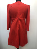 womens  vintage  Urban Village Vintage  sweetheart neck  ruched shoulders  ruched detail  red  pleat detail  mini dress  long sleeve  flare sleeve  evening dress  dress  button front  blue  70s  70  60s  1970s  1960s  10