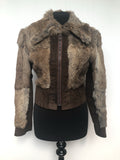 womens  vintage  Urban Village Vintage  Suede Jacket  Suede  lining  Jacket  fur  coney fur  collar  brown  8  70s  70  1970s