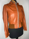 womens coat  womens  vintage  Urban Village Vintage  tan  short length  MOD  Leather Coat  leather  jacket  coat  brown leather  brown  8  60s  1960s