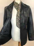 vintage  Urban Village Vintage  urban village  s  pockets  mens  long sleeve  Leather Jacket  Leather  front pockets  chest pockets  Black Leather  Black Jacket  black  70s  1970s