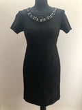 1960s Lace Embellished Neckline Dress - Size UK 8