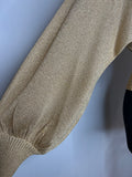 womens  vintage  Urban Village Vintage  urban village  sweater  Slic Wear  roll neck  retro  pullover  metallic  knitted  knit  jumper  gold metallic  gold  disco  batwing sleeve  batwing  balloon sleeve  70s  70  1970s  10