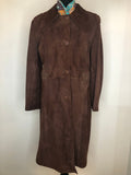 1960s Long Suede Coat in Brown by Stop - Size UK 14