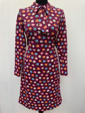 1960s Floral Midi Dress with Neck Tie - Size 12