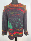 Vintage Wool Long Length Patterned Winter Jumper - Size L