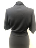 womens  Warwick Model  vintage  Urban Village Vintage  top  tie front  puff sleeve  disco  dagger collar  blouse  black  70s  70  1970s  12