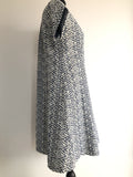 zip back  womens  white  vintage  Urban Village Vintage  summer dress  patterned dress  dress  diamond patterned  blue  60s  1960s  16