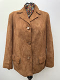 womens  vintage  Urban Village Vintage  urban village  Three Button  tan  Suede Jacket  Suede  silk lining  silk  MOD  long sleeves  long sleeved  long sleeve  lapels  george west  button up  button  brown  blazer jacket  Blazer  big button  60s  3 button  1960s  14