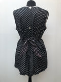 womens  white  vintage  Urban Village Vintage  urban village  tunic  tie waist  short sleeved  Polka Dot  pockets  button back  black  70s  1970s  16