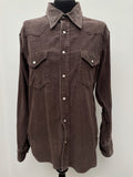 Wrangler Authentics  Wrangler  womens  vintage  Urban Village Vintage  urban village  press stud fastening  pockets  mens  long sleeve  corduroy  corded  cord  collar  chest pockets  button down  brown  70s  1970s  16