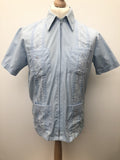 Vintage 1950s Style Guayabera Shirt in Blue - Size M