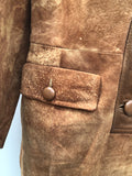 womens coat womens vintage Urban Village Vintage Suede Jacket Suede silk Neville Walters long sleeve long length coat lining jacket hide dress cow hide coat button down button brown 8 60s 1960s
