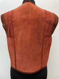 womens jacket  womens  waistcoat  vintage  Urban Village Vintage  urban village  Suede Jacket  Suede  string fastening  stitch detailing  stitch detail  sleevless  red  pullstring  Patchwork waistcoat  Jacket  70s  1970s  14