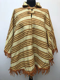 womens  western  vintage  S  poncho  penny collar  patchwork  orange  Multi  M  leatheer  hooded  hippy  fringed  cream  coat  cape  brown  boho  bohemian  70s  60s  1970s  1960s