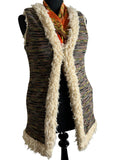 zero waste womens waistcoat vintage vegan Urban Village Vintage urban village UK thrifted thrift sustainable style stripe pattern store slow fashion sleevless shop sheepskin second hand save the planet reuse recycled recycle recycable preloved patterned online multi ladies knitted Jacket hippie Gilet festival faux sheepskin trim faux sheepskin lining faux sheepskin fashion concious fashion clothing clothes boho bohemian Birmingham 70s 70 10