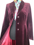 womens  vintage  velvet  Urban Village Vintage  short  retro  red  long coat  Jacket  burgundy  8  70s  1970s