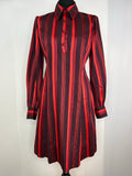 womens  vintage  tunic dress  stripey  Stripes  striped  stripe print  stripe detailing  stripe  shirt dress  retro  red stripes  red  half button front  dress  dagger collar  collared dress  collared  burgundy stripe  balloon sleeves  balloon sleeve  70s  70  1970s  10