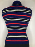 vintage  Urban Village Vintage  top  sweater  stripes  sleeveless  red  multi  Lightweight Knit  light knit  knitwear  knitted  knit  jumper  blue  70s  1970s  10