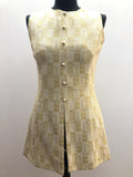 womens  vintage  Urban Village Vintage  urban village  tunic top  top  square print  MOD  metallic  gold metallic  Frederick Howard  decorative buttons  beige  60s  1960s  10