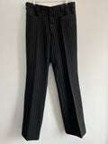 W32  vintage  Urban Village Vintage  trousers  stripe  pleat leg  pleat front  pinstripe  mens  L32  flares  flared leg  check  black  70s  70  1970s