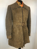 womens jacket  womens  vintage  Urban Village Vintage  Suede Jacket  Suede  Jacket  collar  coat  brown  borg sleeve  borg collar  borg  70s  1970s  10