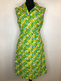 1970s Floral Print Collared Dress by Vossen Modell - Size UK 14