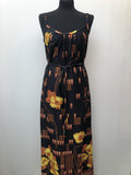 womens  vintage  Urban Village Vintage  summer  Si Bon  orange  medieval  maxi dress  maxi  floral dress  dress  double straps  black  70s  1970s  10