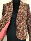 womens jacket  womens coat  womens  vintage  Urban Village Vintage  urban village  retro  red  pockets  multi  long sleeve  Jacket  Floral  Feminella  brown  blazer jacket  Blazer  70s  1970s  10