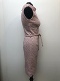 womens  vintage  Urban Village Vintage  round neck  pink  patterned dress  patterned  MOD  metallic  glitter  dress  collar dress  back zip  8  60s  1960s