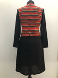 zip back  womens  winter  vintage  Urban Village Vintage  stripes  sleeves  red  long sleeve  knitted  knit dress  high neck  black  70s  1970s  10