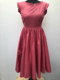 womens  white  vintage  Urban Village Vintage  short sleeved  roll neck  pink  dress  50s  1950s