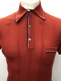 vintage  Urban Village Vintage  urban village  tee  summer  Stripes  striped  polo top  polo neck  orange  MOD  mens  M  Lightweight Knit  knitwear  knitted  knit  fine knit  elasticated  Cotton  60s  1960s