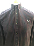 vintage  Urban Village Vintage  retro  Red  Navy  multi  MOD  mens  M  long sleeves  Long sleeved top  long sleeve  Fred Perry  fred  embroidered logo  Embroidered  collar  checkered  checked  Burgundy