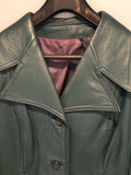 Womens Vintage 1960s / 1970s English Lady Leather Jacket - Green - Size 16