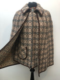 womens  welsh wool  welsh  waistcoat  vintage  two piece  tunic  tapestry  set  MOD  M  green  Gilet  Daffyd Snowdon Design  cape  brown  60s  1960s