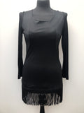 Dolly Longlegs Fringed Mini Dress in Black - Size 6-8