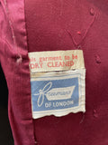 womens coat  womens  Winter Coat  vintage  Urban Village Vintage  urban village  pockets  long sleeved  long sleeve  long length coat  long coat  lining  front pockets  freemans london  collared  collar  coat  button front  button  burgundy  big collar  60s style  60s  1960s  1960