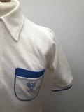 Urban Village Vintage  emroidered logo  White  vintage  Three button  sportswear  polo top  mens  M  indigo  badminton