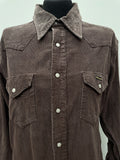 Wrangler Authentics  Wrangler  womens  vintage  Urban Village Vintage  urban village  press stud fastening  pockets  mens  long sleeve  corduroy  corded  cord  collar  chest pockets  button down  brown  70s  1970s  16