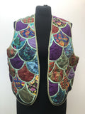 womens  waistcoat  vintage  Urban Village Vintage  urban village  sleevless  quilted lining  purple  prints  Patchwork waistcoat  patchwork  music  multi  Jacket  floral  festival  fabric print  butterfly  balloon  16