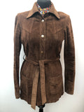 1970s Rare Reversible Leather and Suede Jacket - Brown - Size 8