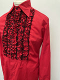 vintage  Urban Village Vintage  urban village  tuxedo shirt  Shirt  ruffle  retro  Red  pop boutique  MOD  Mens Shirts  mens  L  dagger collar  dagger  collar  button down  button  big collar