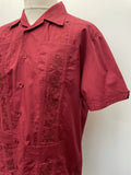 vintage  Urban Village Vintage  urban village  the havana co  mens  L  guayabera  cuban  collar  chest pockets  chest  burgundy  50s style  50s  1950s