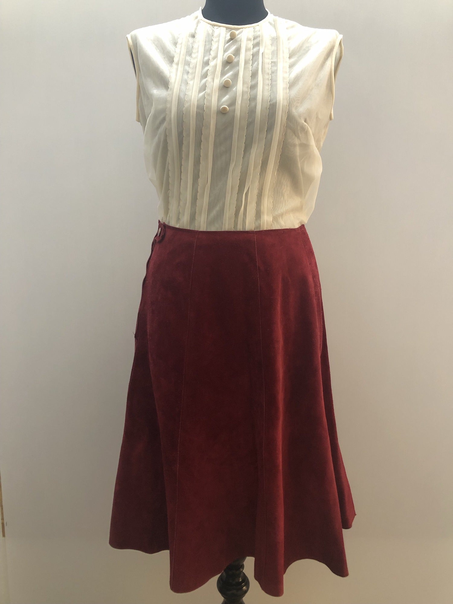 1970s Suede Skirt in Red Size UK 12 Womens Vintage Clothing Urban Village UrbanVillageVintage