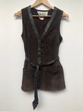 1970s Suede Belted Tunic Waistcoat - Size 6-8